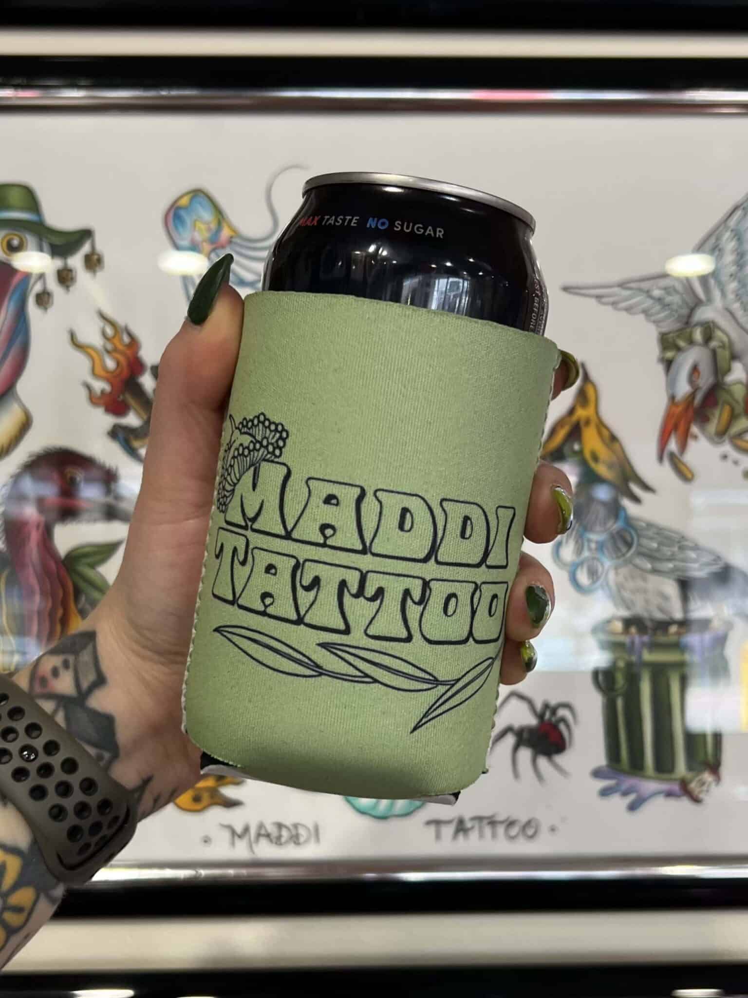 Green Maddi Tattoo Stubbie Cooler